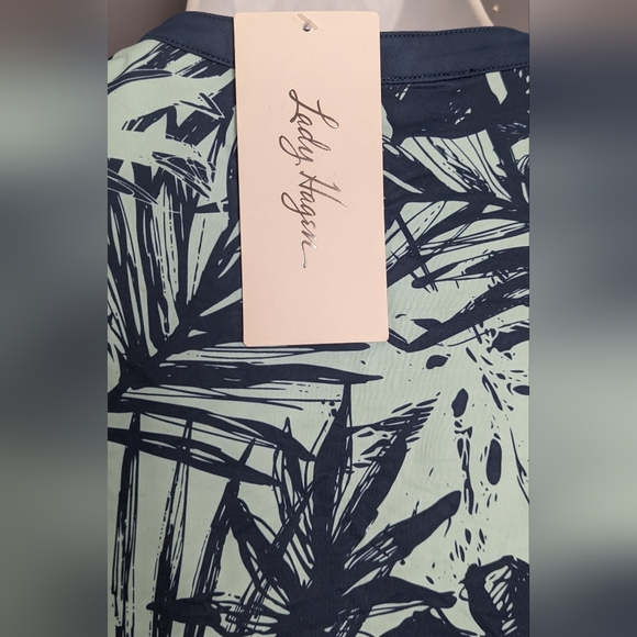 Lady Hagen Tropical Print Blue Palm Tree Sleeveless Polo size XXL Women's NWT - Picture 6 of 11
